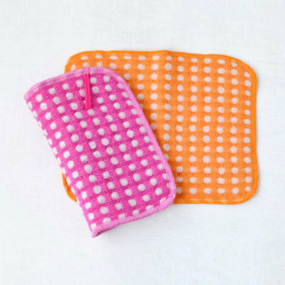 Fluffy wool-like Body Towels 2pieces (Pink×Orange)